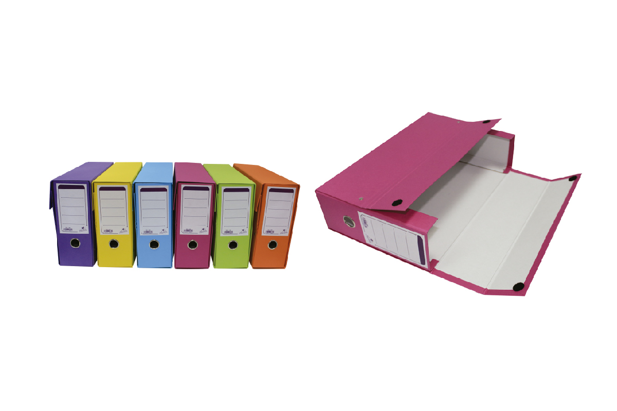 04 CAJA DE TRANSFERENCIA CARTON FORRADO EN PAPEL COLOR MATE CON OLLADO