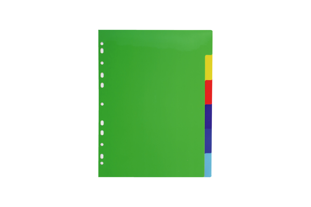 08.SEPARADOR A4 POLIPROPILENO 6 POSICIONES COLOR SURTIDO