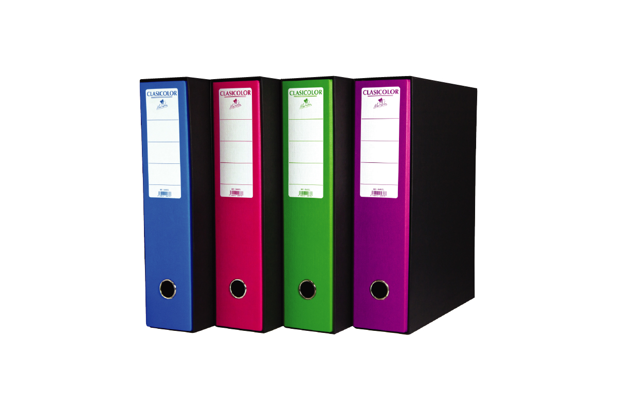 01.ARCHIVADOR A·Z FORRADO EN GELTEX COLORES CON CAJA CARTON COMPACTO FORRADO EN GELTEX