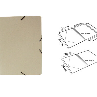 100% RECYCLABLE ECOLOGIC GREY CARDBOARD FOLDER WITH FLAPS AND ELASTIC STRAPS 1.5 mm
