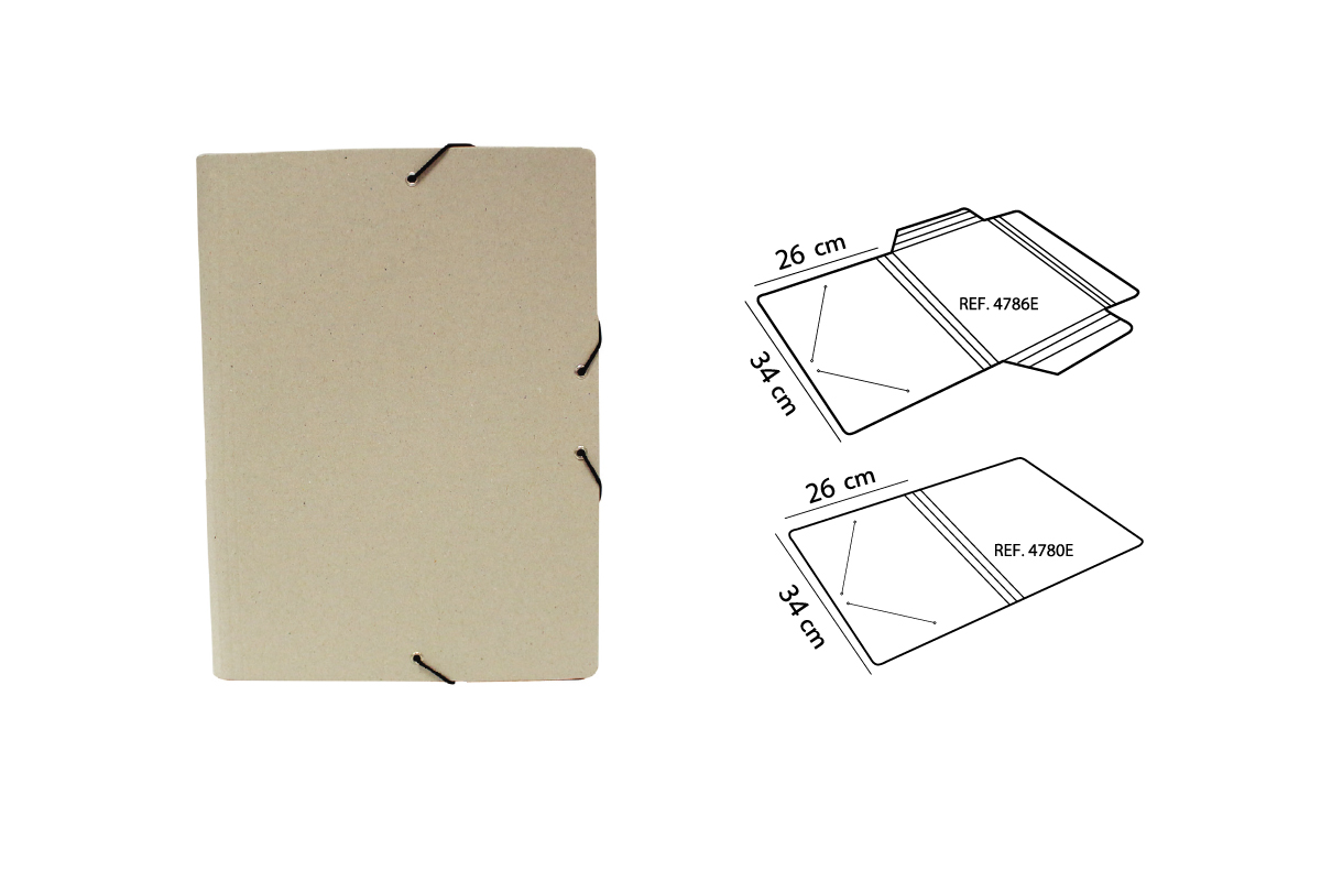 03.CARPETA GOMA SOLAPA CARTON GRIS ECOLOGICO 15 mm. 100 RECICLABLE
