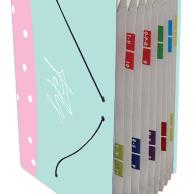 CARPETA FUELLE ACORDEÓN 12 BOLSAS CARTÓN FORRADO EN PAPEL IMPRESO DISEÑOS PLASTIFICADO MATE CON CIERRE GOMA