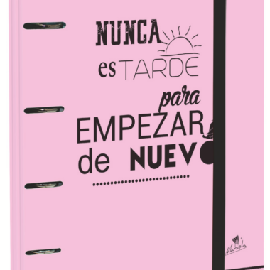 EXPOSITOR CARPEBLOCK 4 ANILLAS 40 MM CARTÓN FORRADO EN PAPEL PASTEL PLASTIFICADO MATE CON FRASES