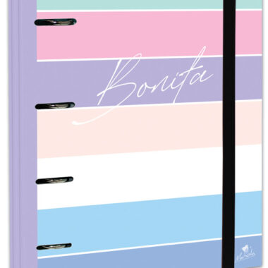 EXPOSITOR CON CARPEBLOCK 4 ANILLAS 40 MM CARTÓN FORRADO EN PAPEL IMPRESO CON DISEÑOS PLASTIFICADO MATE