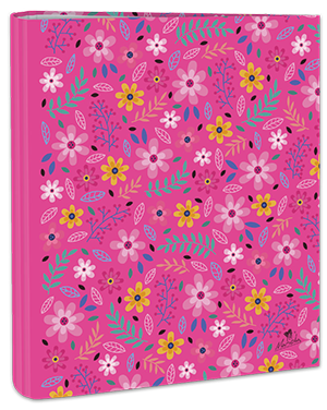 EXPOSITOR 12 CARPETAS 4 ANILLAS 40 MM CARTÓN FORRADO EN PAPEL IMPRESO CON DISEÑOS PLASTIFICADO MATE