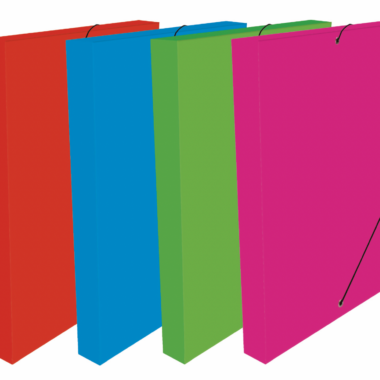 CAJA PROYECTO CARTON FORRADO EN PAPEL IMPRESO PLASTIFICADO MATE CIERRE GOMA